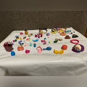 LOL Dolls Accessories Lot of 55 pieces- includes: sunglasses, brush, purses, etc